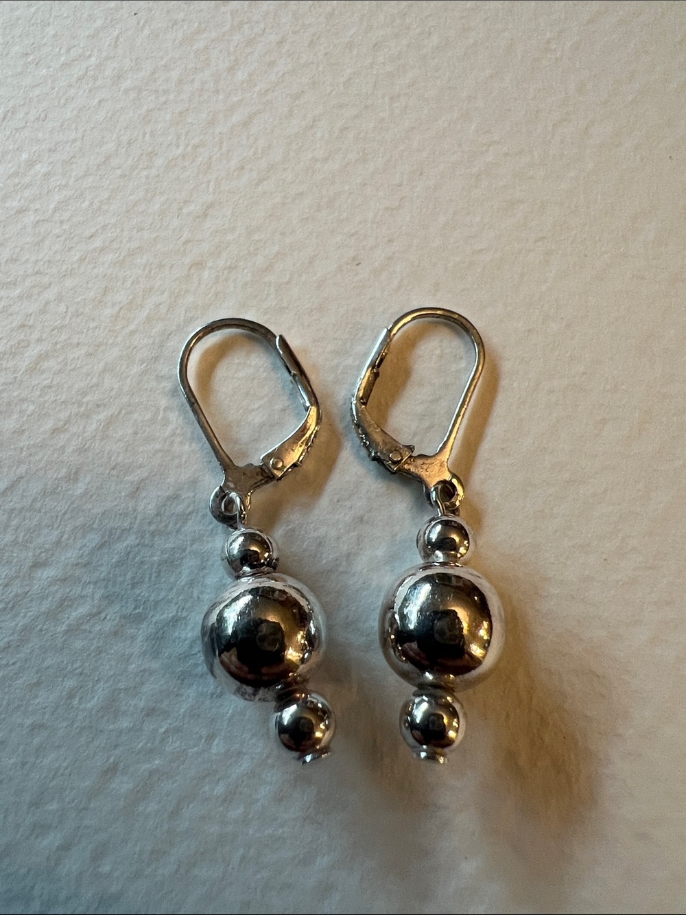 Sterling Silver Ball Drop Leverback Earrings - Silver